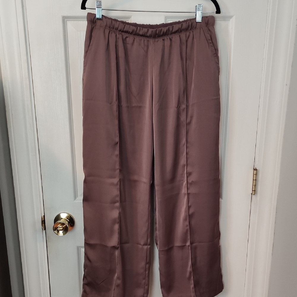 GAP Satin Wide-Leg Pants - Mocha
